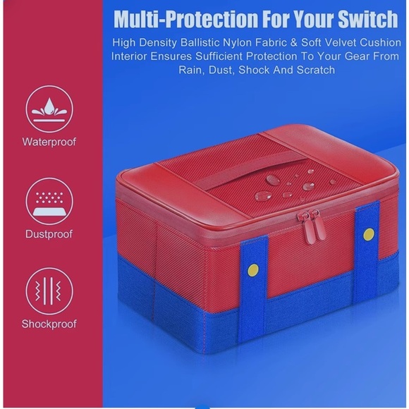 Switch Carry Case for Nintendo Switch Soft Shell Blue & Red Preowned - Picture 5 of 5